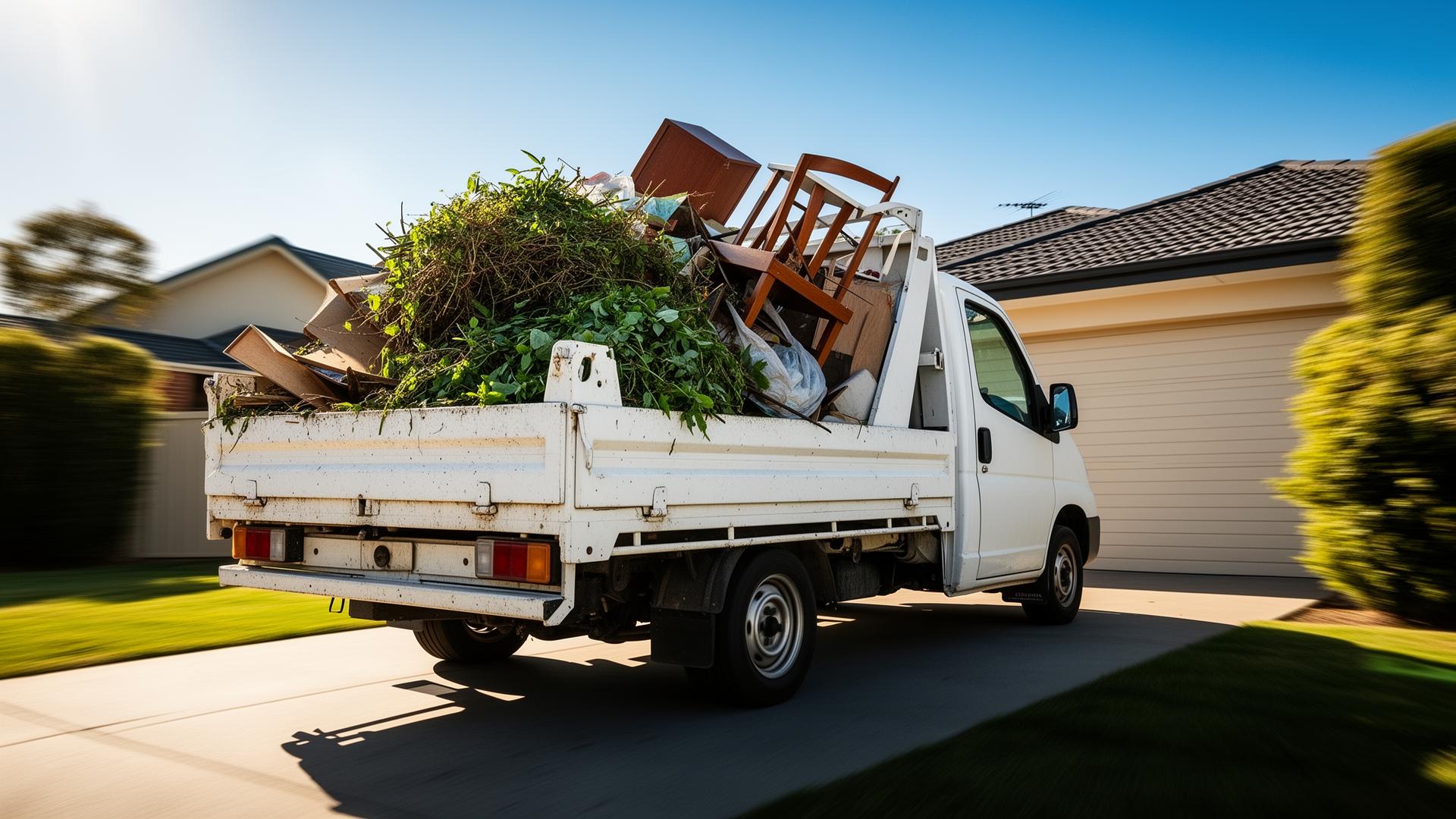 Strato's Rubbish Removal truck loaded with junk in Adelaide